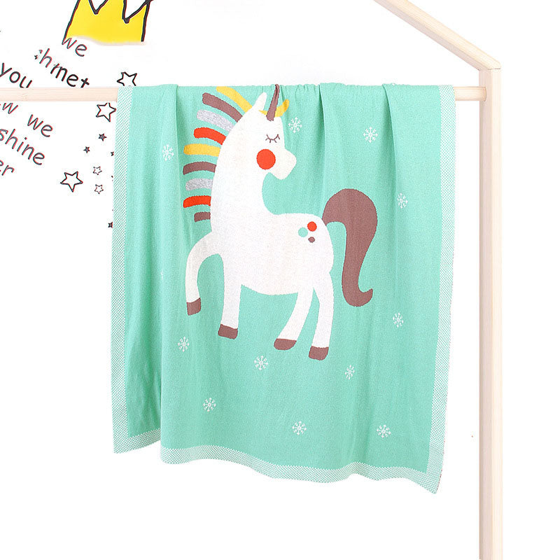 Baby Unicorn Print Cotton Blanket – Soft Air Conditioner Blanket for Kids (All Seasons, Unisex)