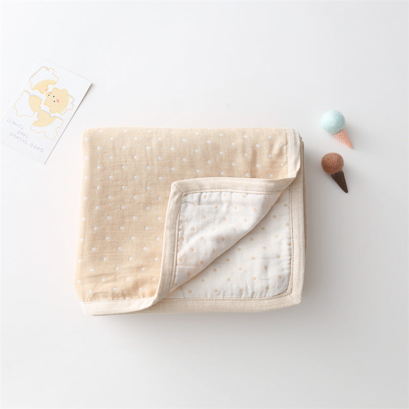 Cotton Baby Blanket with Cartoon & Dot Design – Soft, Breathable, All-Season Comfort