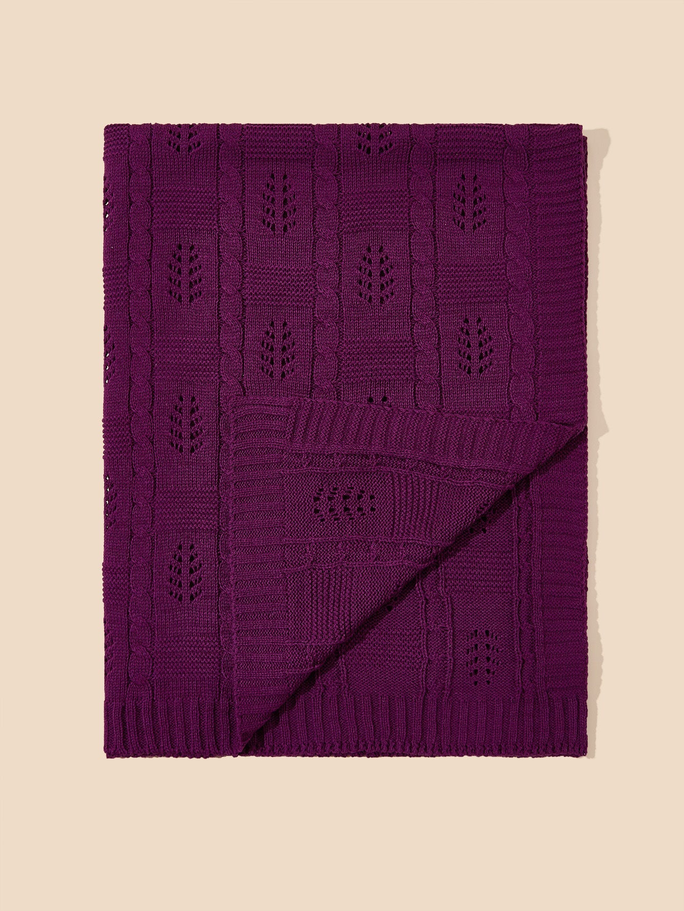 Knitted Baby Blanket with Hollow-Out Design – Soft Cotton Acrylic Solid Color Blanket for All Seasons (Unisex)