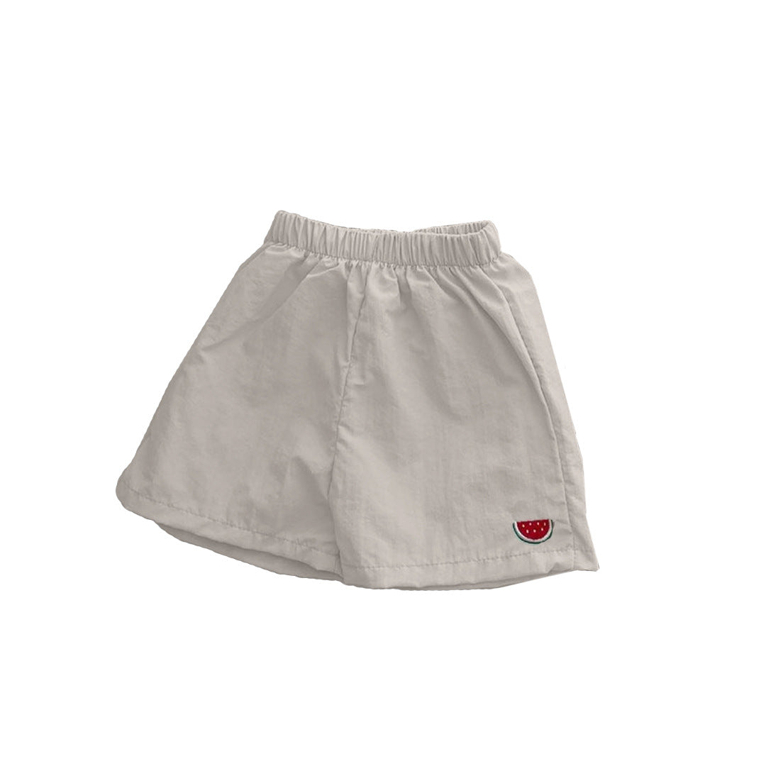 Baby Fruit Embroidered Cotton Shorts – Lightweight Summer Beach Toddler Shorts for Boys & Girls, Comfy Casual Outfit for Park & Playdates