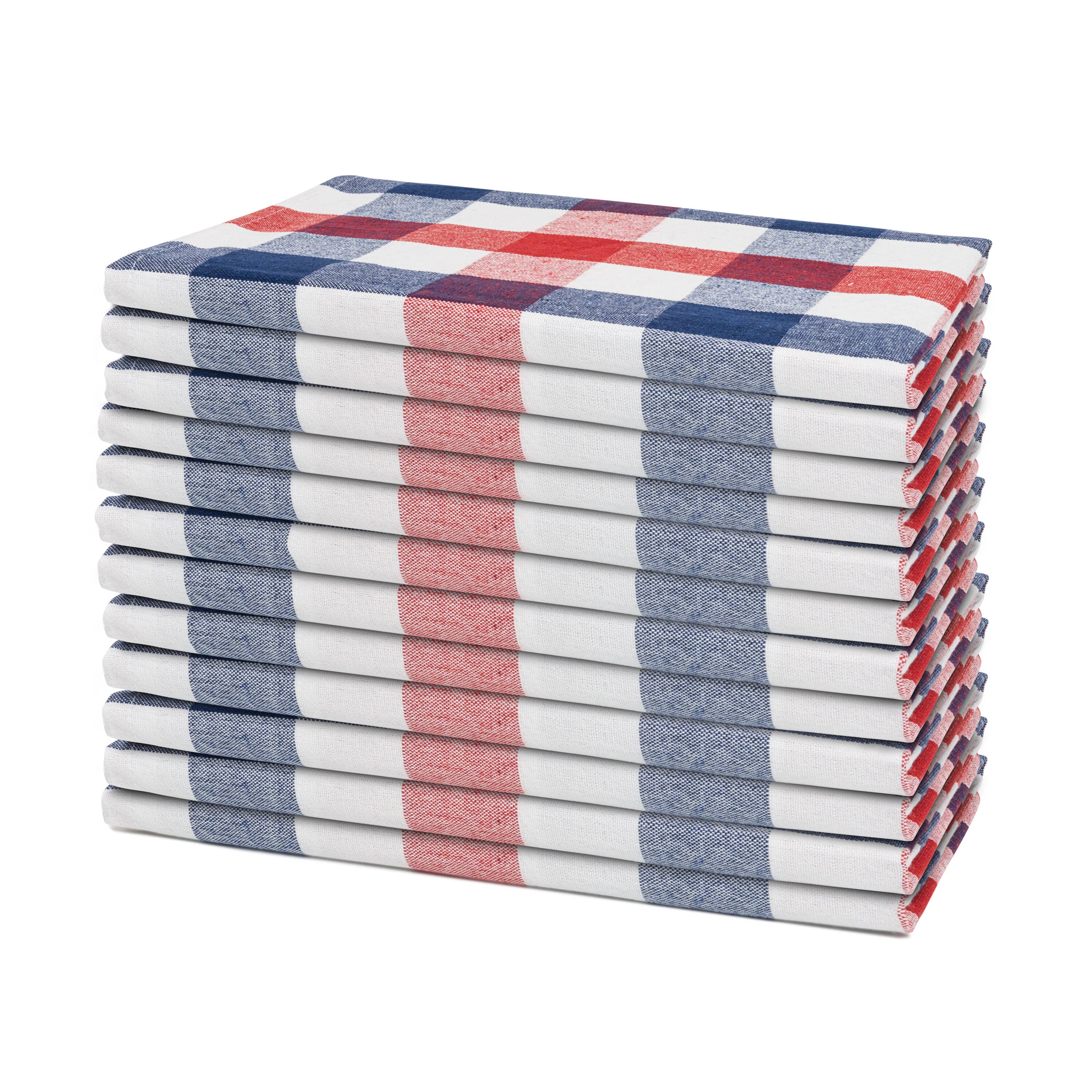 12-Pack Large Plaid Cotton Dinner Napkins - 100% Cotton, Hemmed Edges, 20"x20" for Elegant Table Settings