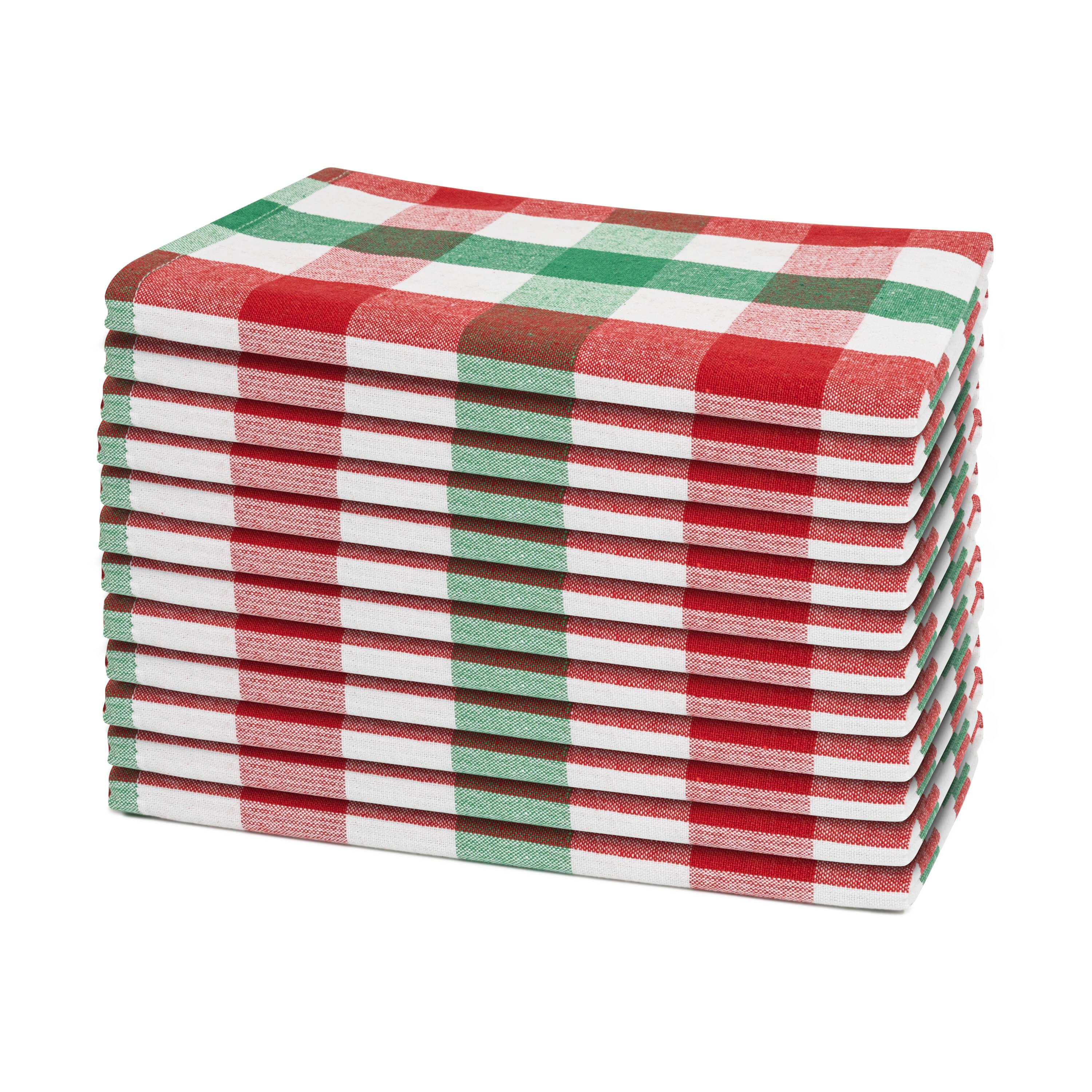 12-Pack Large Plaid Cotton Dinner Napkins - 100% Cotton, Hemmed Edges, 20"x20" for Elegant Table Settings