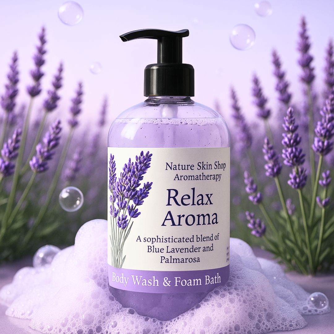 "Relax Aroma Lavender Essential Oil Body Wash & Foam Bath - Natural Aromatherapy Stress Relief"