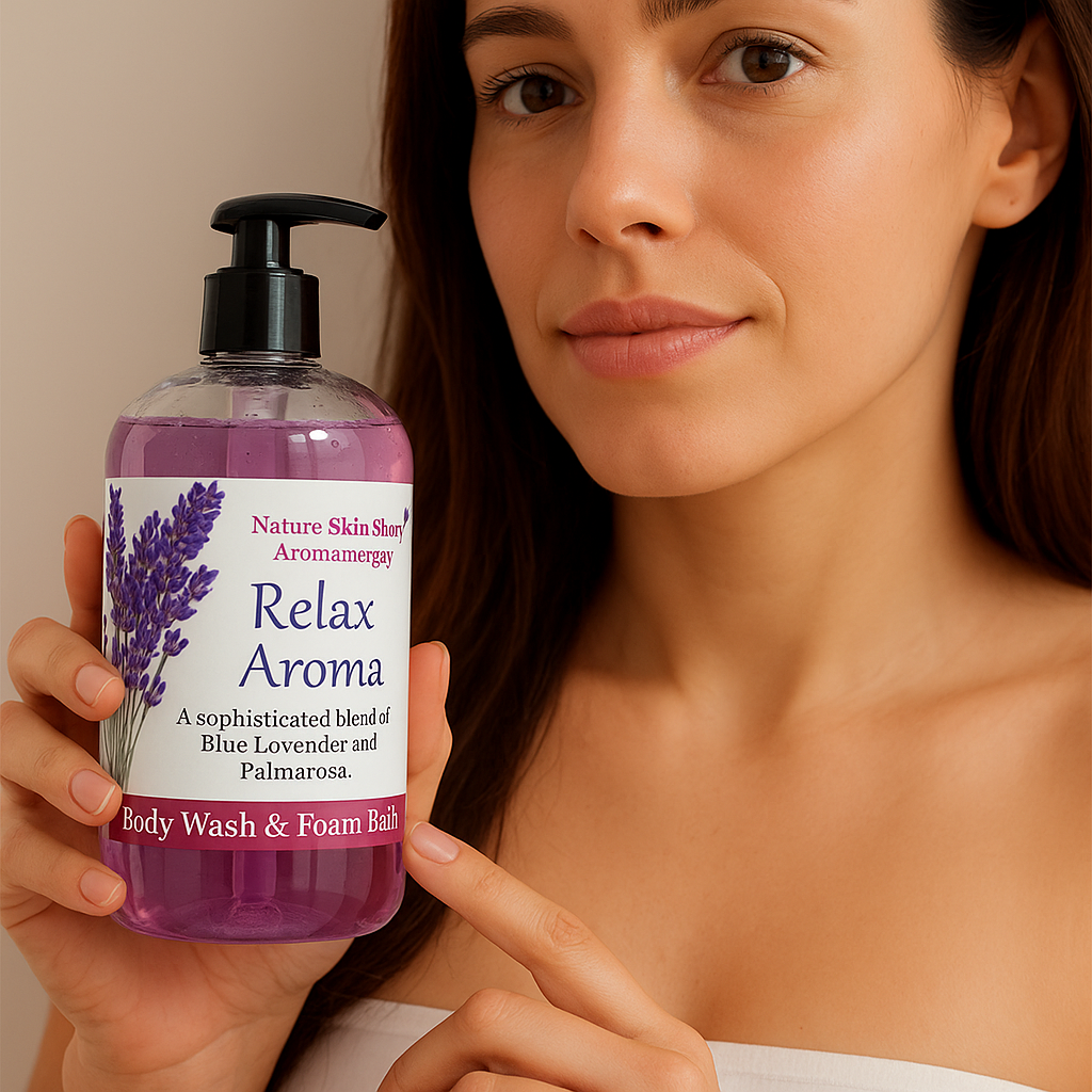 "Relax Aroma Lavender Essential Oil Body Wash & Foam Bath - Natural Aromatherapy Stress Relief"