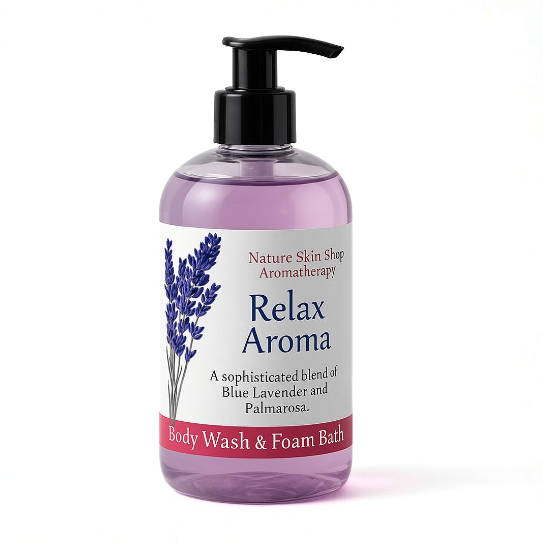 "Relax Aroma Lavender Essential Oil Body Wash & Foam Bath - Natural Aromatherapy Stress Relief"