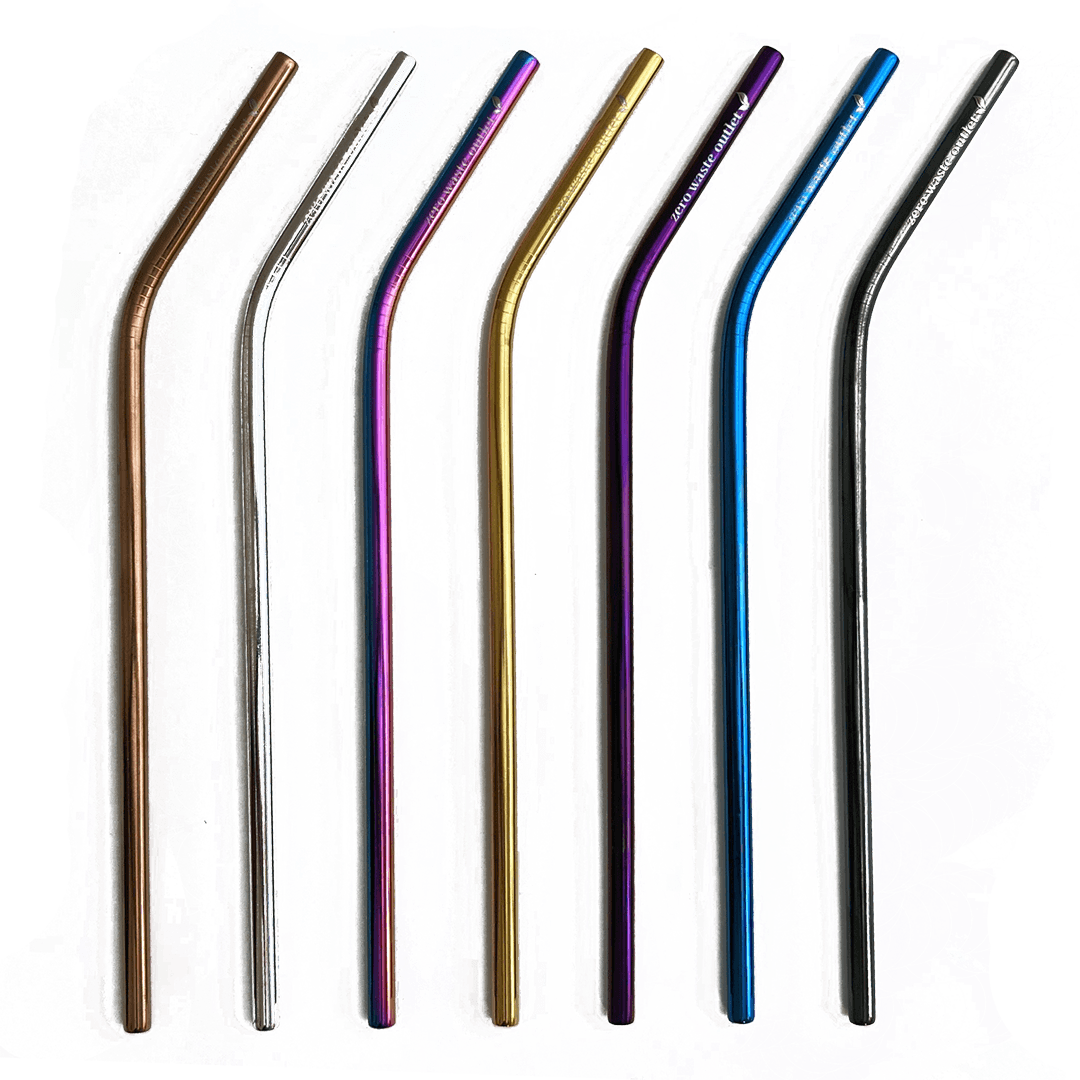 Eco-Friendly Reusable Curved Aluminum Straws - 7 Vibrant Colors, 8.25" Tall, Sustainable & Durable Drinkware Alternative