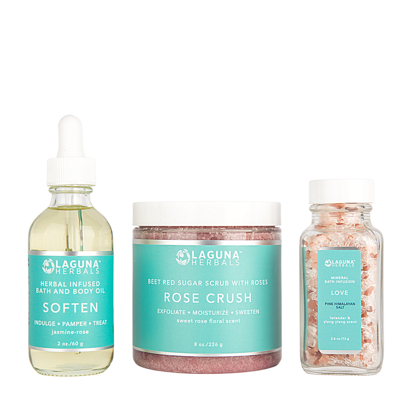 Ultimate Romantic Self-Care Spa Set: Himalayan Pink Salt, Rose Scrub & Jasmine-Rose Oil 