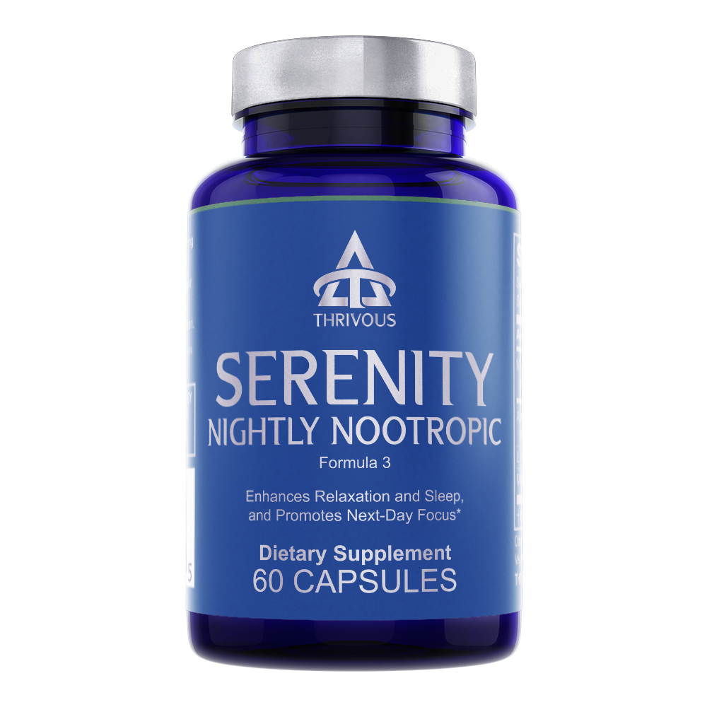 Serenity Nightly Nootropic – Advanced Sleep & Relaxation Supplement with Ashwagandha, L-Theanine, Magnesium Glycinate & Melatonin – 60 Capsules
