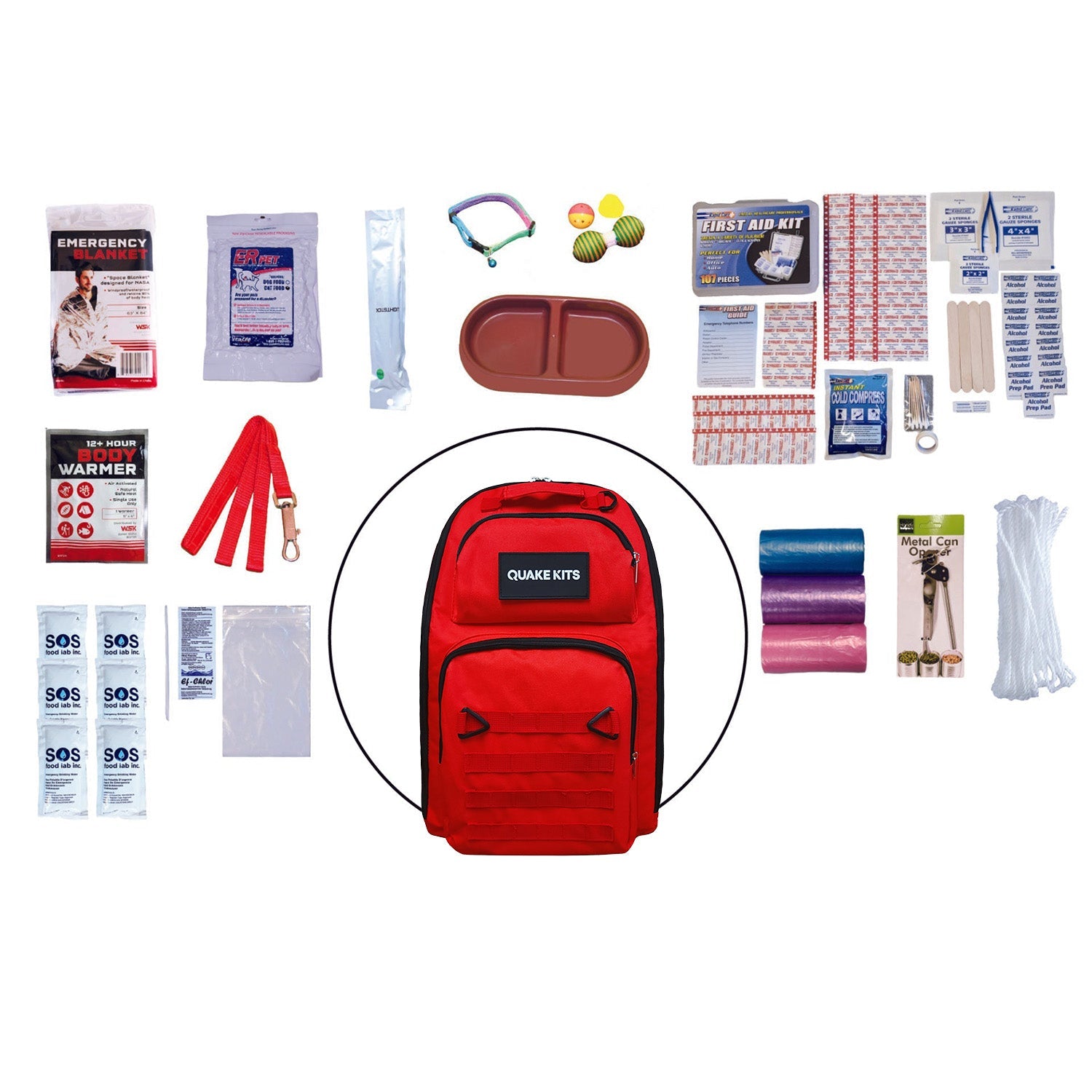 Deluxe Emergency Cat Survival Kit - Ultimate Quake Kits Go-Bag for Disaster Preparedness