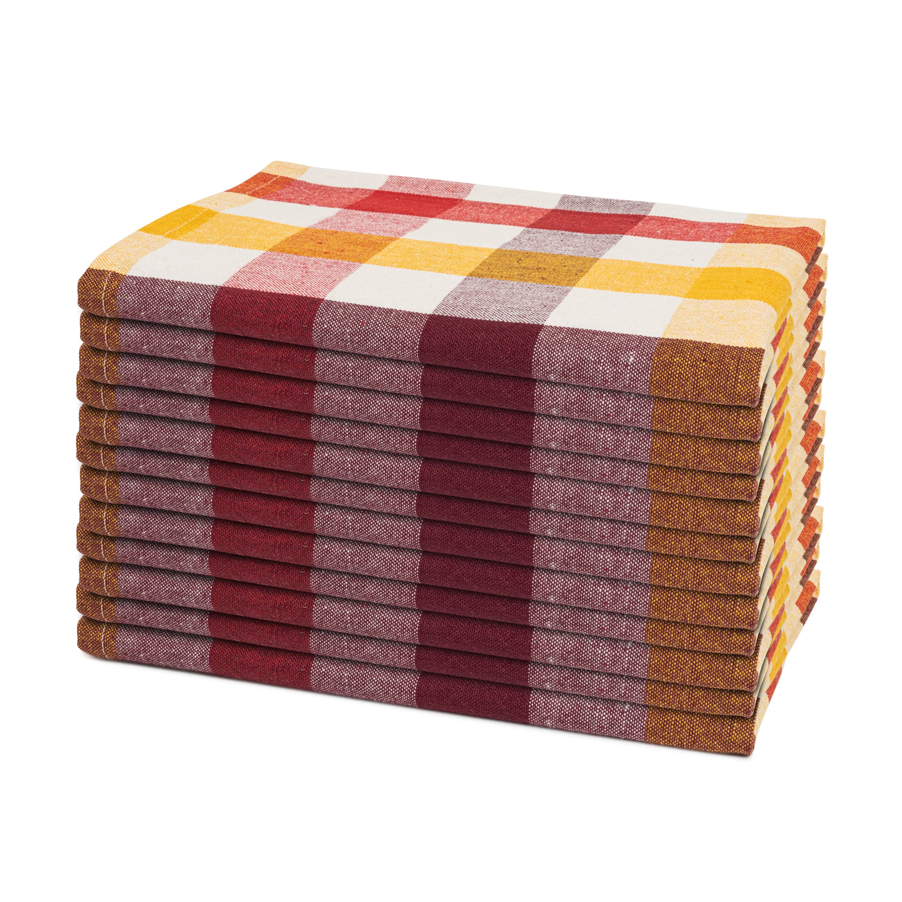 12-Pack Large Plaid Cotton Dinner Napkins - 100% Cotton, Hemmed Edges, 20"x20" for Elegant Table Settings