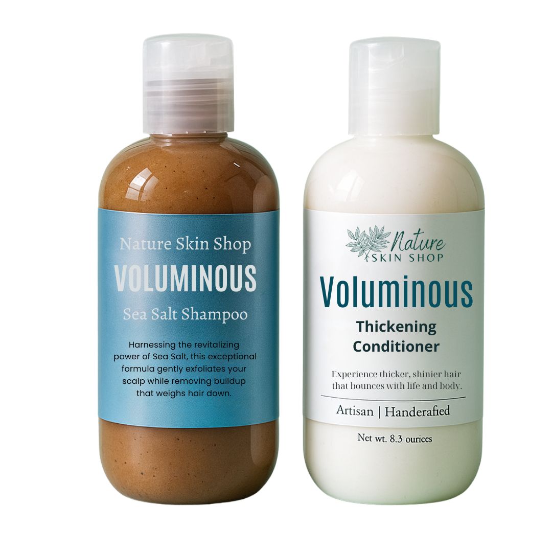 Voluminous Sea Salt Thickening Shampoo & Conditioner Set for Fine & Flat Hair - Sulfate-Free, Silicone-Free, Color-Safe