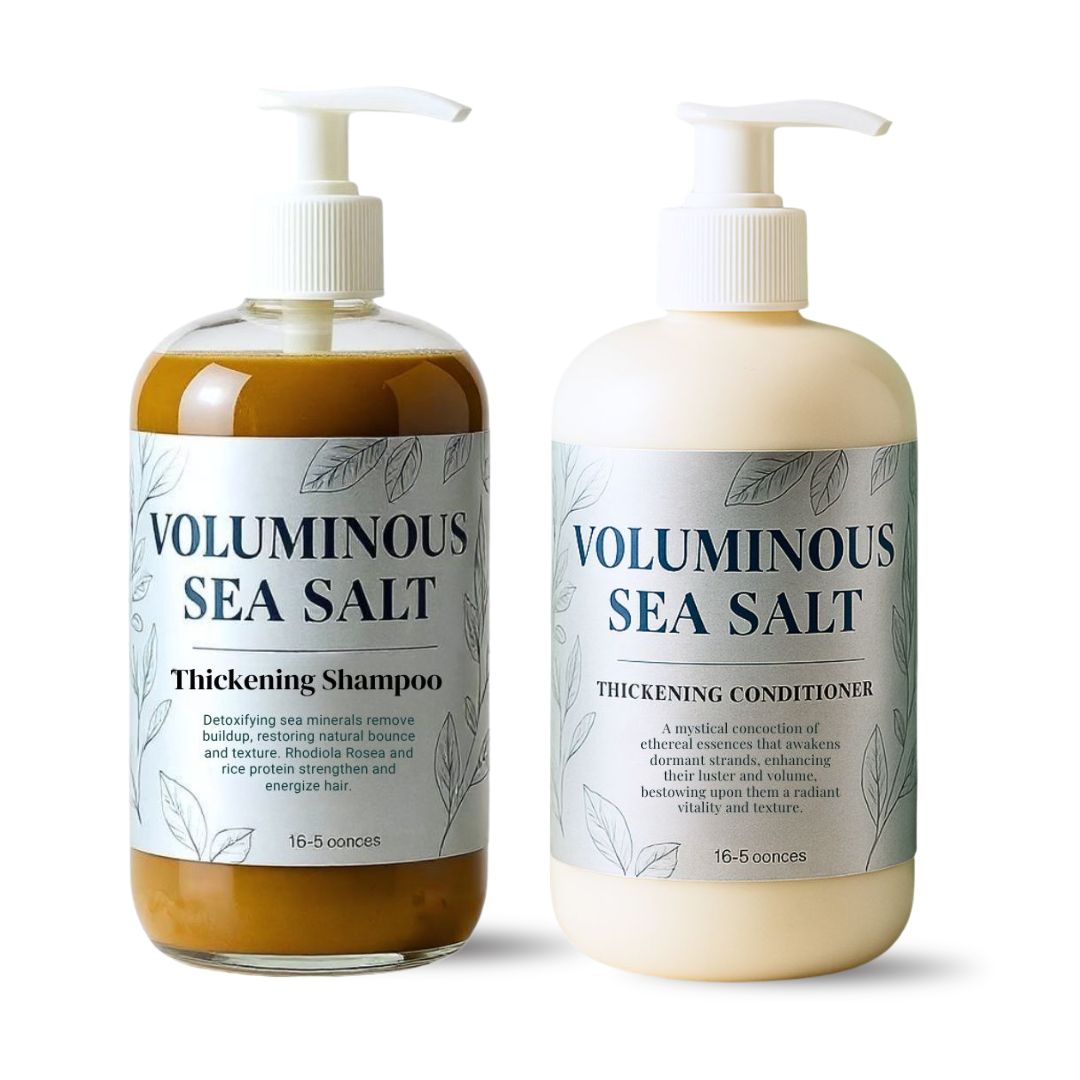 Voluminous Sea Salt Thickening Shampoo & Conditioner Set for Fine & Flat Hair - Sulfate-Free, Silicone-Free, Color-Safe