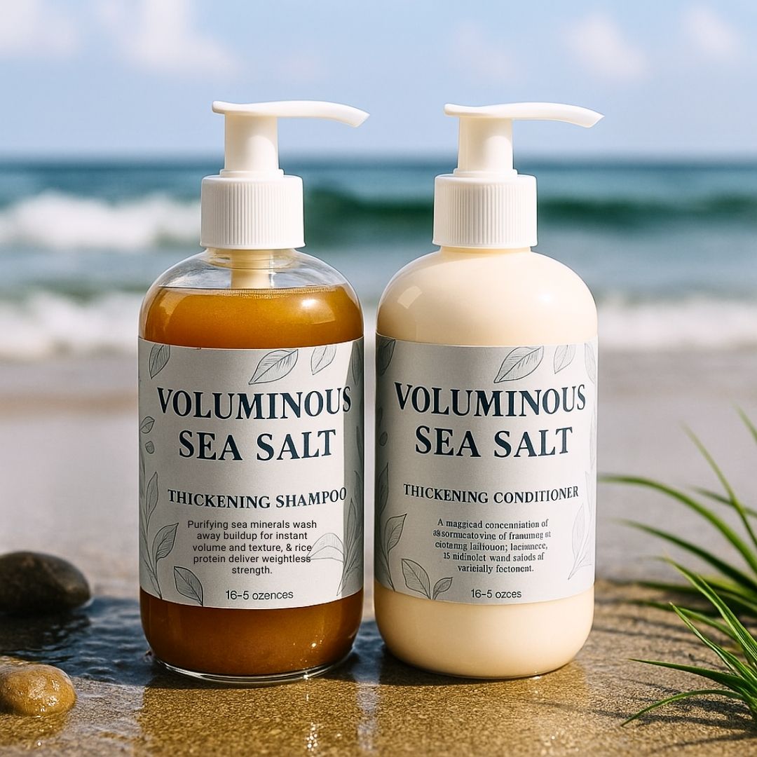 Voluminous Sea Salt Thickening Shampoo & Conditioner Set for Fine & Flat Hair - Sulfate-Free, Silicone-Free, Color-Safe